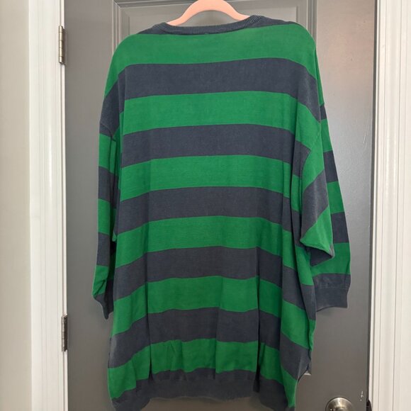Free People Green and Navy Striped Sweatshirt - Picture 3 of 3